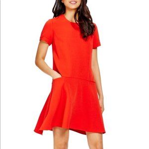 Donna Morgan Crew‎ Neck Short Sleeve Red Dress